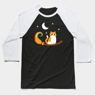 Chubby Cat and The Witch Broom Baseball T-Shirt